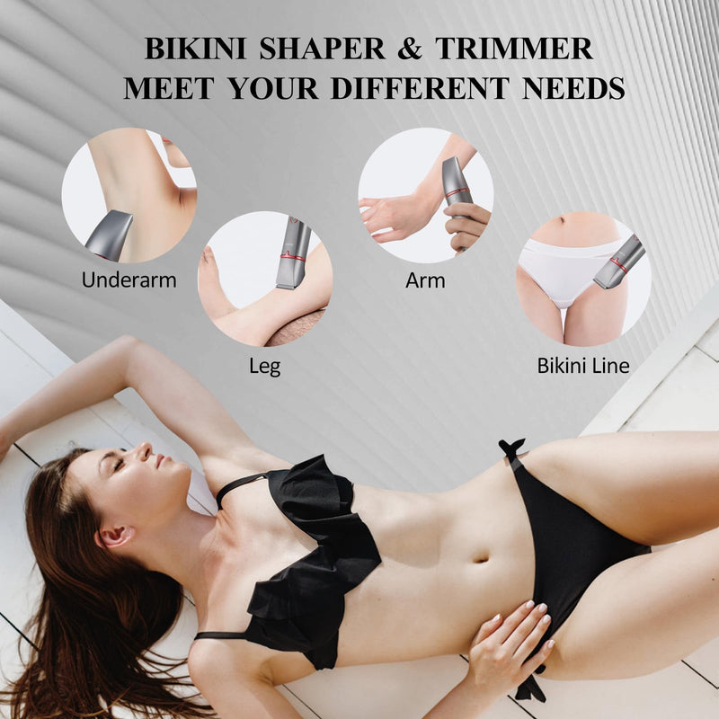 [Australia] - Electric Razors for Women, 3-in-1 Electric Lady Clipper Pubic Hair Trimmer-Painless Hair Removal Groomer Kit Rechargable Bikini Trimmer for Women with 3 Trimmer Heads, IPX7 Waterproof Gray & Chromed Red 