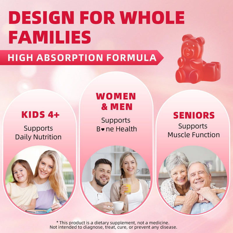 Calcium Citrate Gummies 1200mg Chewable Calcium Supplement for Women & Men, Supports Bone, Muscle & Immune Health, Sugar-Free, Non-GMO, Gluten-Free, Natural Raspberry Flavor, 60 Count 60 Count (Pack of 1)