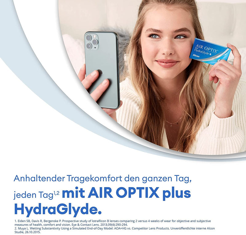 [Australia] - Air Optix plus HydraGlyde monthly lenses soft, 6 pieces, BC 8.6 mm, DIA 14.2 mm, -2.5 diopters 8.6 millimeters 14.2 millimeters 