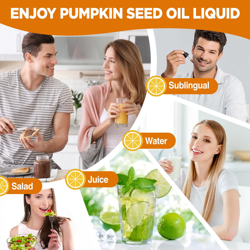 [Australia] - Pumpkin Seed Oil - DHT Blocker for Men Women Hair Growth, Organic Pumpkin Seed Extract with Saw Palmetto for Prostate & Urinary Health, Cold Pressed Supplements Liquid Drops, Lemon, Vegan, 2 Fl Oz 