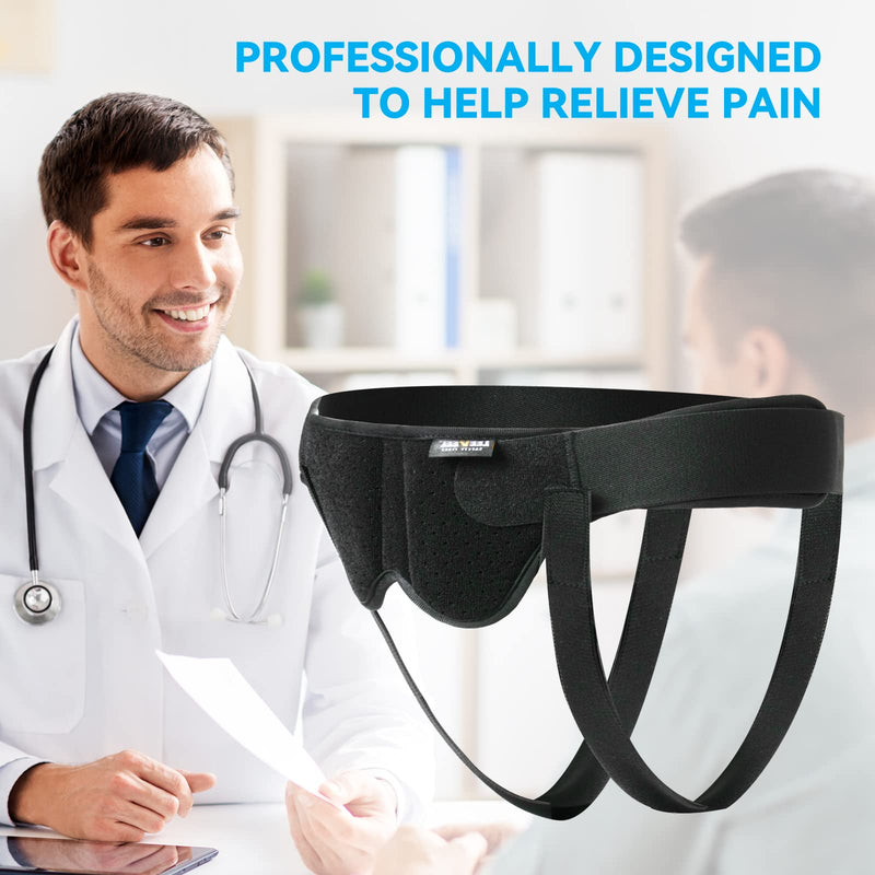 [Australia] - Hernia Belts for Men,Medical Hernia Guard Inguinal Truss for Single/Double,Sports Hernia Adjustable Waist Strap with 2 Removable Compression Pads (Large) Large 