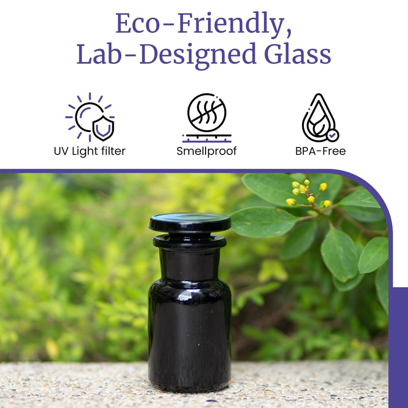 Infinity Jars 50 ml (1.69 fl oz) Black Ultraviolet Blocking Glass Apothecary Jar Airtight Smell‑Proof Refillable Container for Herbs, Spices, Tea & Essential Oils 1 50 ml