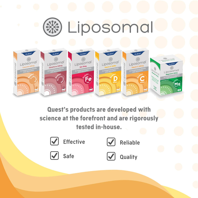 Quest - Liposomal Vitamin C 60x 500mg Vegan Capsules. High Strength and Potency Ascorbic Acid Supplements for Immune Support with Improved Absorption Formula. Non GMO, Dairy & Gluten Free