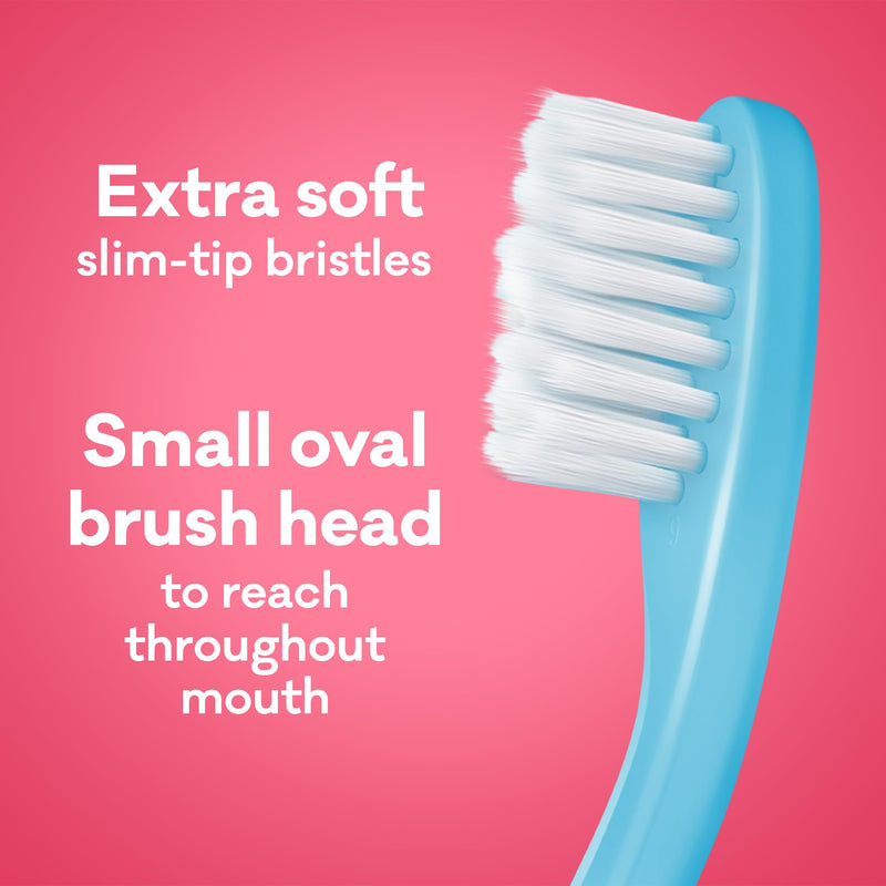[Australia] - Grin Kids 100% Recycled Toothbrush, Extra Soft, 4 Count, Blue, Gentle Care for Baby and Toddler Teeth 