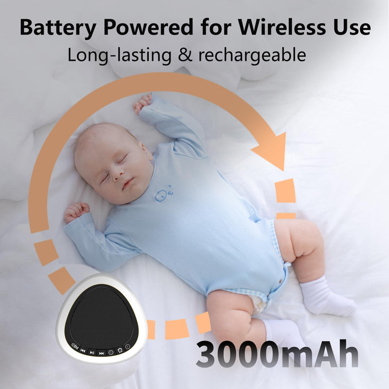 [Australia] - White Noise Sound Machine with 34 Sleep Sounds 8 Colors Night Light, Battery Powered Integrated Alarm Clock Bluetooth Function Sleep Timer, White Noise Machine for sleeping Adults Baby Kids Black 