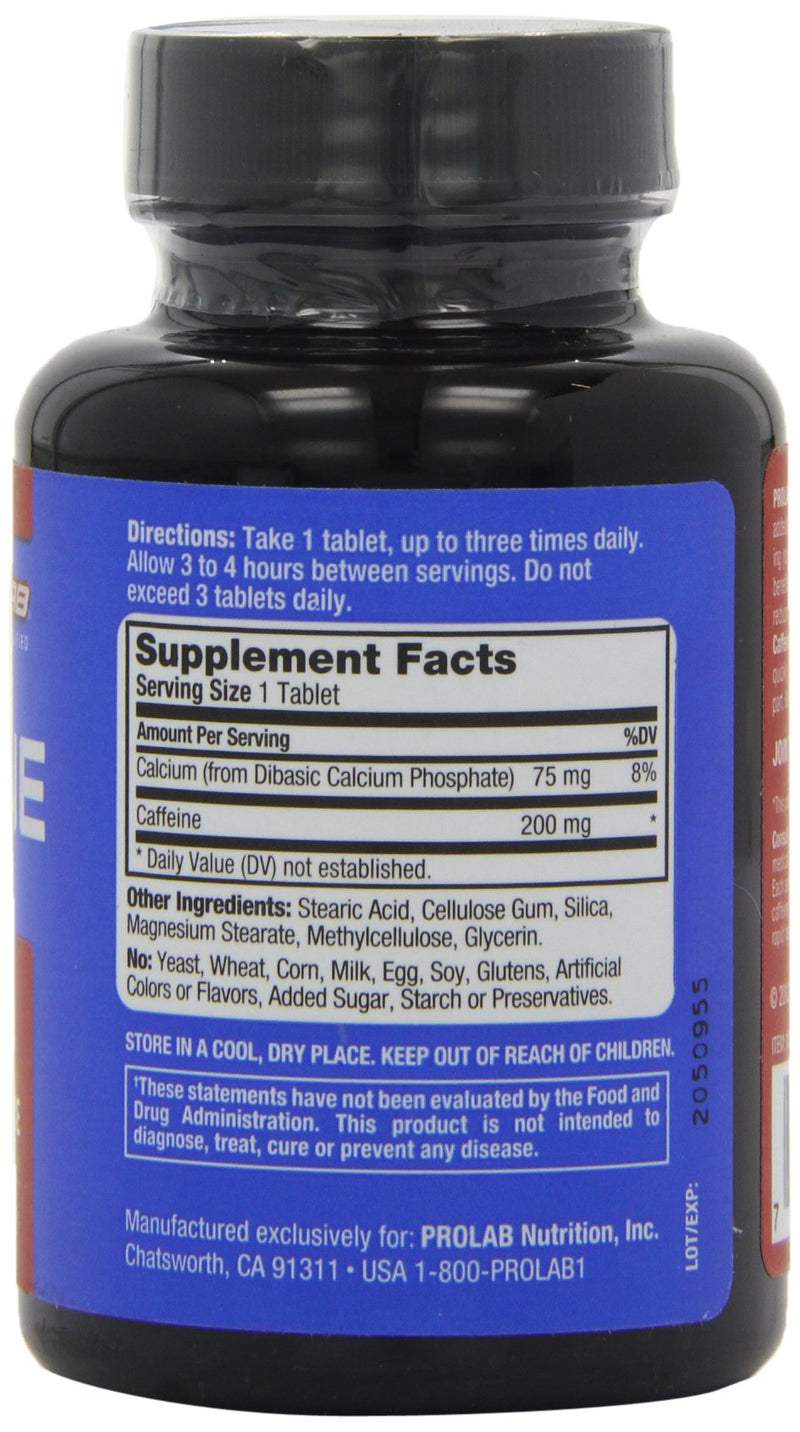 [Australia] - ProLab Caffeine Tablets 100 Count Unflavored 1 Count (Pack of 1) 