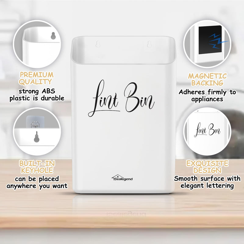 [Australia] - Sealegend Magnetic Lint Bin Lint Trash Can for Laundry Room Organization and Storage Dryer Lint Bin Decor Wall Mounted Space-Saving, Gray White 