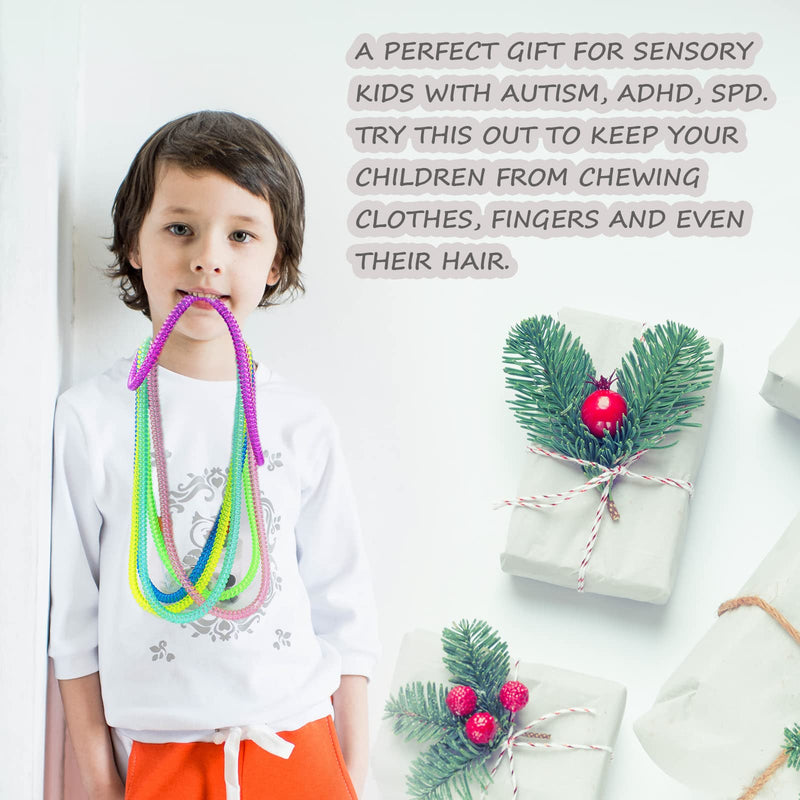 [Australia] - Chew Necklaces for Sensory Kids 12 Pack, Chewy Necklace Sensory Stretchy Coil Bracelet for Boys Girls with Autism Anxiety ADHD, Oral Sensory Chew Toys for Kids Fidgeting Chewing Style B 