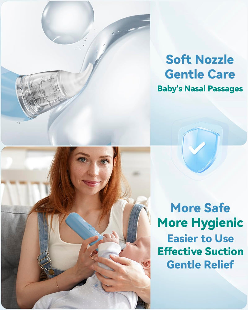 [Australia] - Nasal Aspirator for Baby, Electric Baby Nose Suction with 5 Adjustable Levels Suction, USB-C Rechargeable Mucus Cleaner with Lights and Music, Baby Nasal Aspirator for Toddler with 3 Silicone Tip 