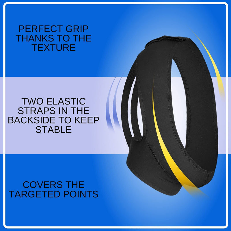 [Australia] - Post Surgical Chin Strap Bandage for Women - Neck and Chin Compression Garment Wrap - Face Slimmer, Jowl Tightening (M) Medium (Pack of 1) Black 