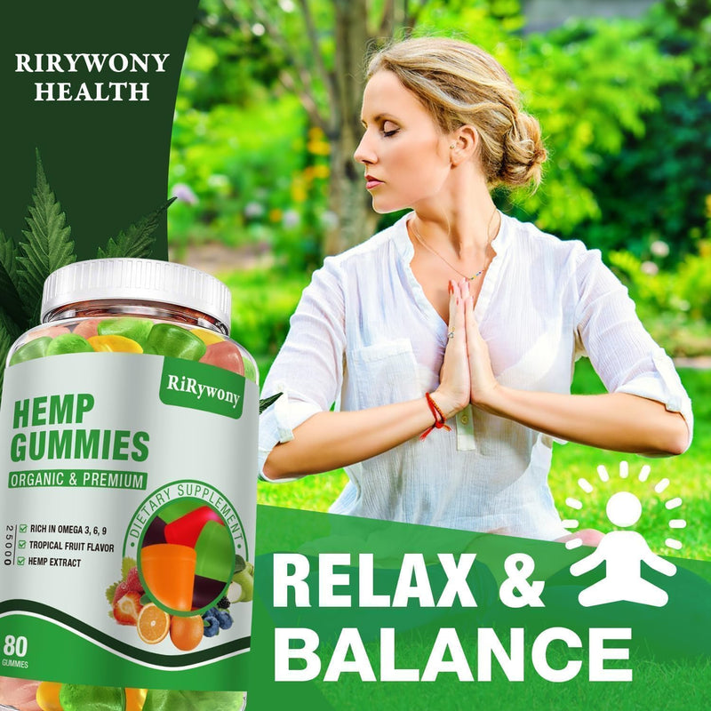 3 Packs Hemp Gummies for Sleep, Pain, Anxiety Relaxation and Peace, High Potency Edible Gummies Extra Strength Organic Hemp Oil Extract Vegan Bear Gummy - 240 Counts Candy 80 Count (Pack of 3)