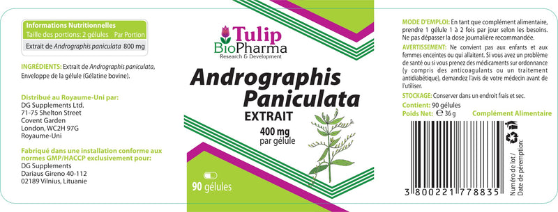 Andrographis Paniculata 400mg 90 Capsules, 3rd Party lab Tested, High Strength Supplement