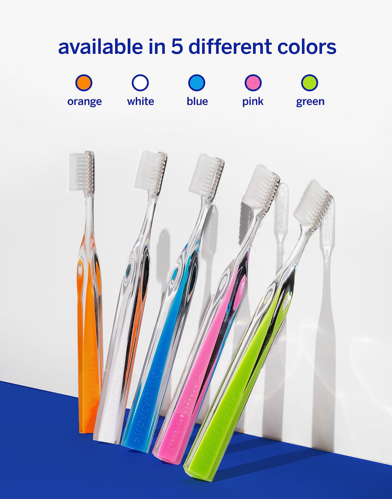 Supersmile Crystal Collection Toothbrush - Whitening Tooth Brush w/Ergonomic Handle - Patented 45° Soft Nylon Bristle Tooth Brushes for Adults & Children, White Coral