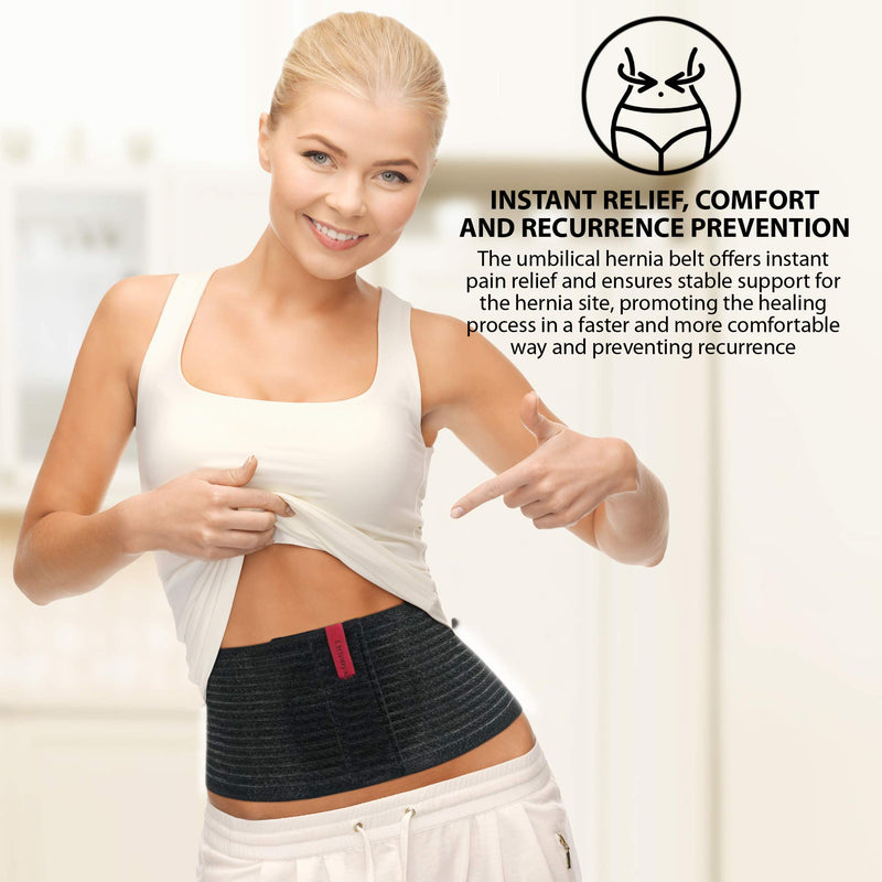 [Australia] - ORTONYX Premium Umbilical Hernia Belt for Men and Women / 6.25" Abdominal Binder With Hernia Support Pad - Navel Ventral Epigastric Incisional and Belly Button Hernias - Black OX5241-L/XL L/XXL (33"-52") 