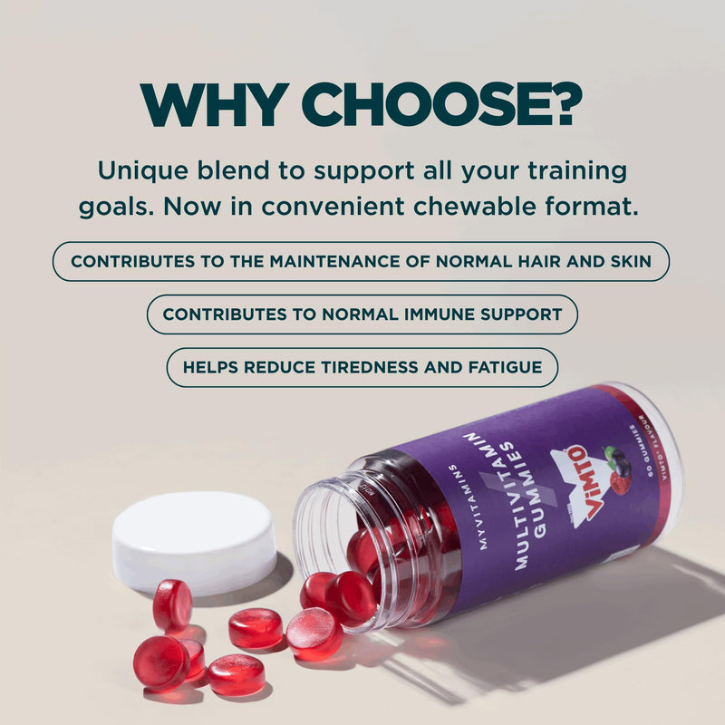 Myprotein Vimto Flavored Multivitamin Gummies - 60 Count, Daily Supplement, Essential Nutrients, Immune Support, and Energy Boost, Vitamin C, D, B6 and Natural Juice Concentration Grapes, Raspberries, Blackcurrents 60 count (Pack of 1)