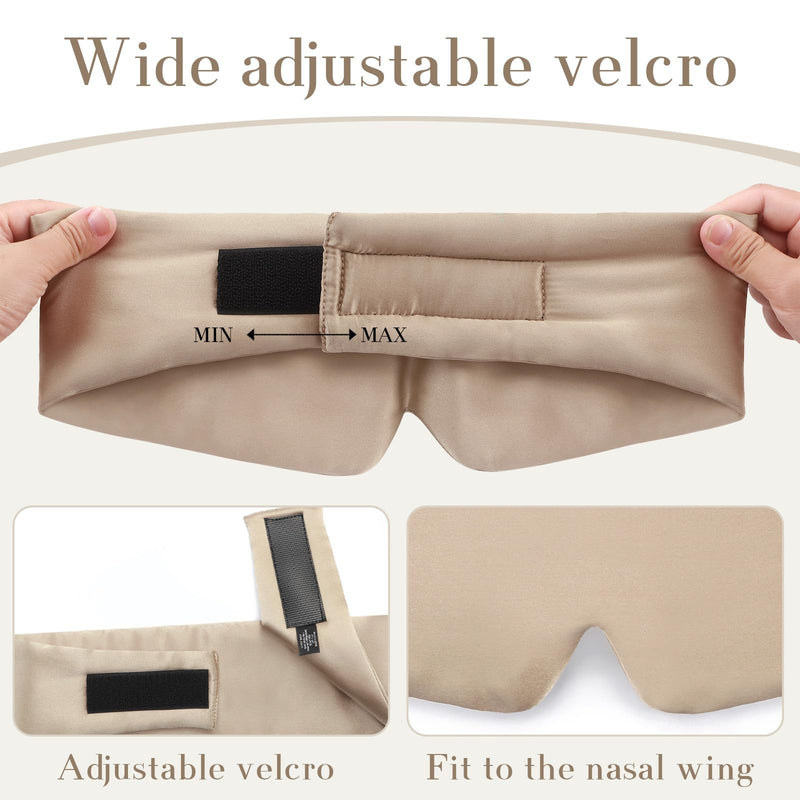 [Australia] - 100% Mulberry Silk Sleep Mask Eye Mask for Women Man with Adjustable Band, for Side Sleeper Blackout Sleep Mask for Travel Rest and Office Large Size (Taupe) Taupe 