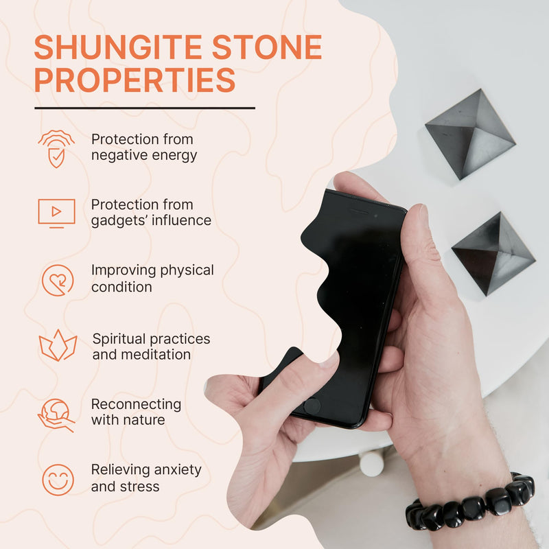[Australia] - Karelian Heritage Shungite Stone Pyramid 2" | Authentic Shungite Stones Protection Polished Pyramid 2 inches (5 cm) | Black Stone Crystal Pyramid for Whole House Protection and Meditation PP03 5 cm, 1.96 inches 
