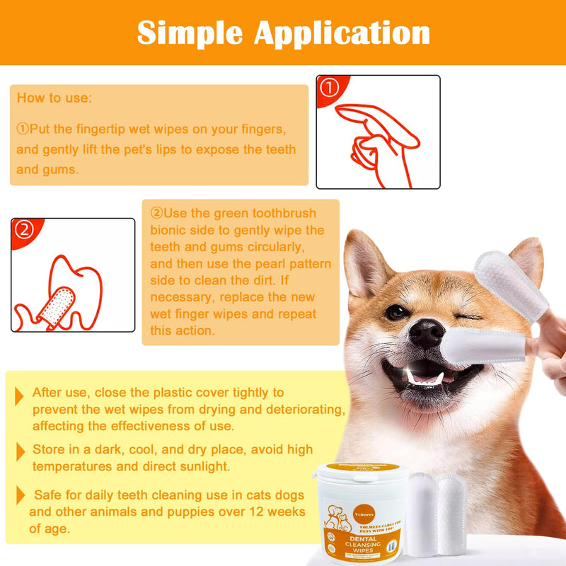 Dog Teeth Cleaning Wipes, Pet Dental Finger Wipes for Dogs and Cats, Dog Dental Care Wipes, Reduce Plaque & Tartar Buildup, Freshen Breath, Cleaner Mouth, Coconut Scent, 50Pcs - PawsPlanet Australia