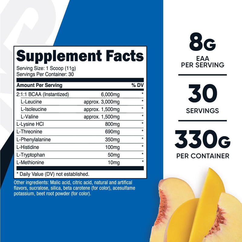 [Australia] - Nutricost EAA Powder 30 Servings (Peach Mango) - Essential Amino Acids - Non-GMO, Gluten Free, Vegetarian Friendly Peach Mango 30 Servings (Pack of 1) 
