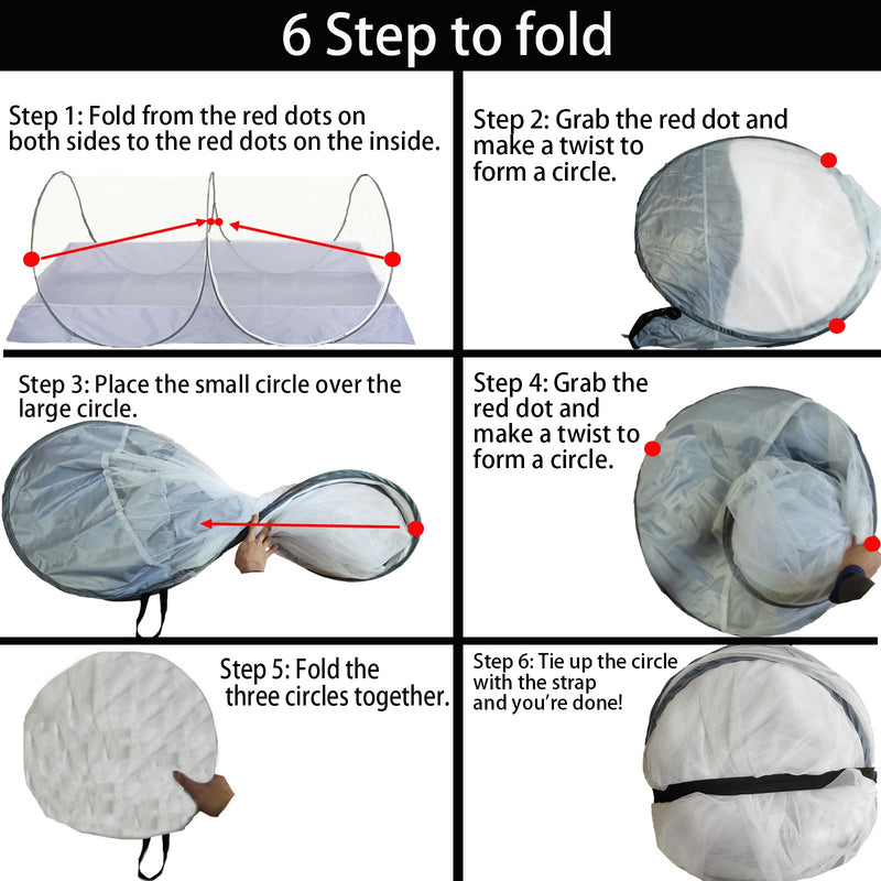 [Australia] - CMINGJ Portable Mosquito Net Foldable Pop-Up Travel Mosquito Net for Bed Free Installation-Suitable for Baby Adults Bedroom, Camping, nap, Patio (Large-Side Zipper(White net)) Large-Side zipper(White net) 