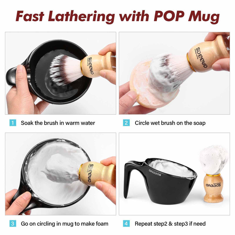 [Australia] - Anbbas Synthetic Badger Shaving Brush with Nylon Bristles,Melamine POP Mug for Lathering and 100g Shaving Soap for Men Close Shave,Women Girls Hair Removal Birch 