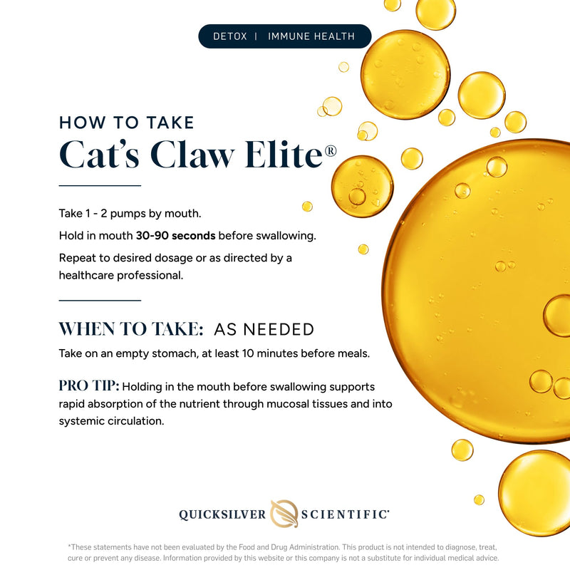 Quicksilver Scientific Nanoemulsified Cat's Claw, 1.7oz / 50ml | Liquid Immune Support Supplement with Uncaria Tomentosa, 1000 IU Vitamin D and Monolaurin, Cat's Claw, Immune Support