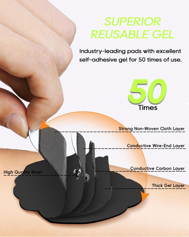 [Australia] - 20 Pack TENS Unit Electrode Pads with Wire Cable Combination Set. Reusable Premium Hydrogel Self-Adhesive TENS Unit Replacement Pads, Compatible with Belifu, AVCOO, NURSAL, TENS 7000, AUVON, Neocarbon Black 