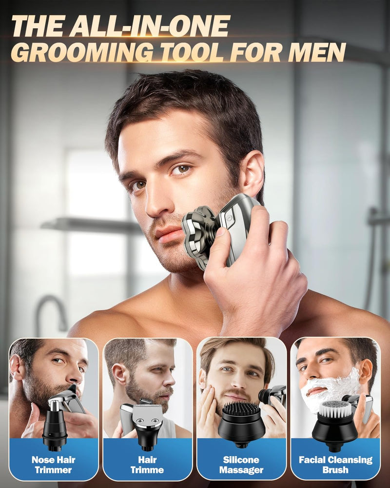 [Australia] - Head Shavers for Bald Men, Electric Detachable Head Shaver for Male, Waterproof Wet Dry Body Bald Head Shaver, Rechargable Rotary Shavers/Razor for Husband Father Gunmetal 