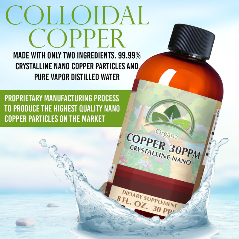 [Australia] - Organa Pure Crystalline Liquid Copper Supplement - 30 PPM - High Absorption Copper 8 Fl Oz (Pack of 1) 
