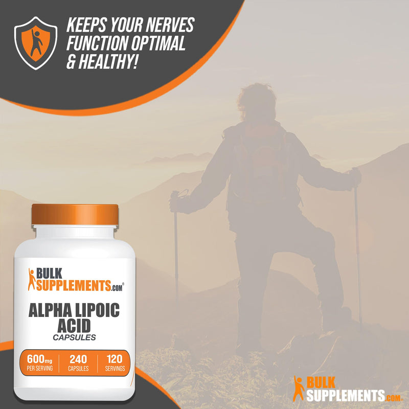 BulkSupplements.com Alpha Lipoic Acid Capsules - ALA Supplement, Alpha Lipoic Acid 600mg - ALA Capsules, Gluten Free - 2 Capsules per Serving, 240 Capsules (Pack of 1)