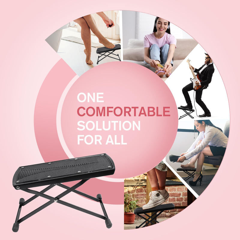[Australia] - Subay Pedicure Foot Rest, 6 Heights Adjustable Foot Stand for Pedicure, Foldable Non-Slip Pedicure Stand for Easy At Home Pedicures, No More Bending or Stretching Pedicure Stool Tool for Home Foot Spa Black 