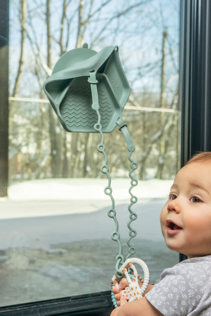 [Australia] - The Original All-in-one Suction Plates + Safety Toy Straps - Silicone Suction Plates for Toddlers + Baby - First Foods + Self-Feeding. Comes with 2 straps (Cambridge Blue) Cambridge Blue 