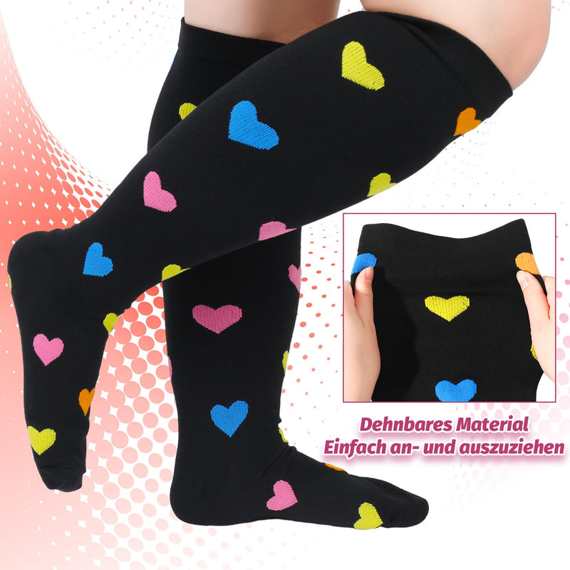 [Australia] - Yamitora 4 pairs of compression socks for women and men, 3XL 20-30 mmHg compression stockings, thick calves, compression stockings for women, women's flight, support knee socks for nurses, air travel, sports 