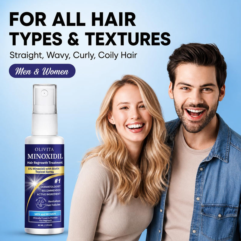 5% Minoxidil for Men and Women Hair Growth: Minoxidil Spray Hair Regrowth Treatment Serum with Biotin & Rosemary -Stop Hair Thinning and Hair Loss For Stronger Thicker Longer Hair 2 Pack 2.02 Ounce (Pack of 2)