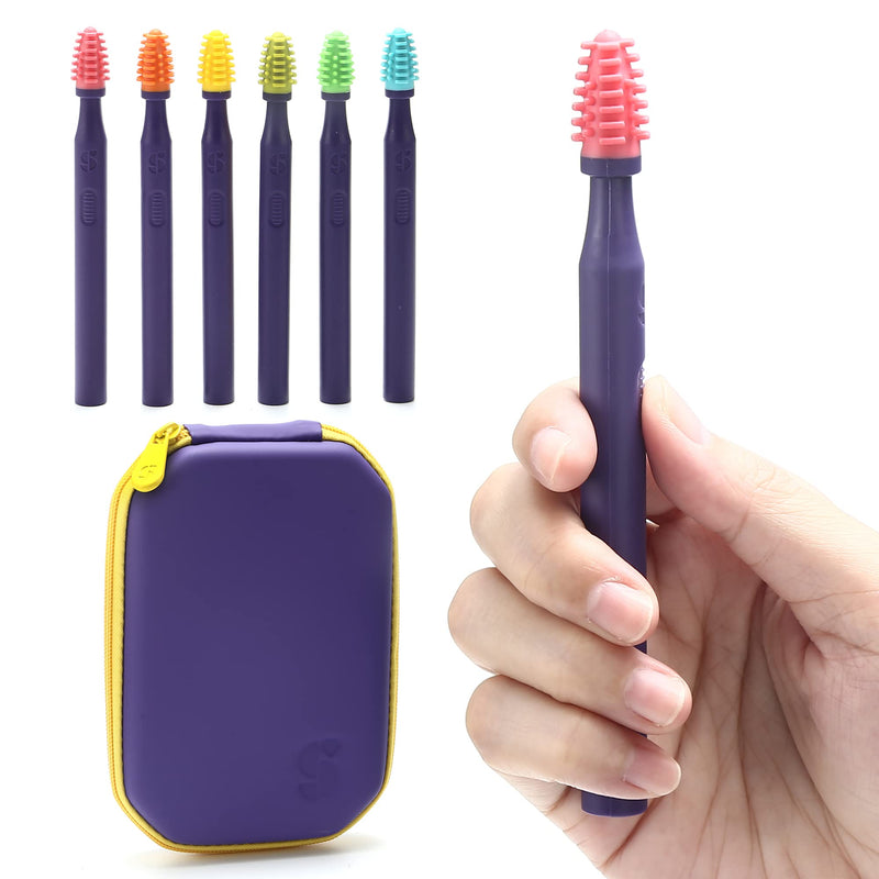 [Australia] - Special Supplies Sensory Mouth Brushes and Oral Stimulation Tools for Kids and Adults, 6 Pack, Wake Up Mouth for Desensitization, Soft, Flexible, Textured Silicone 