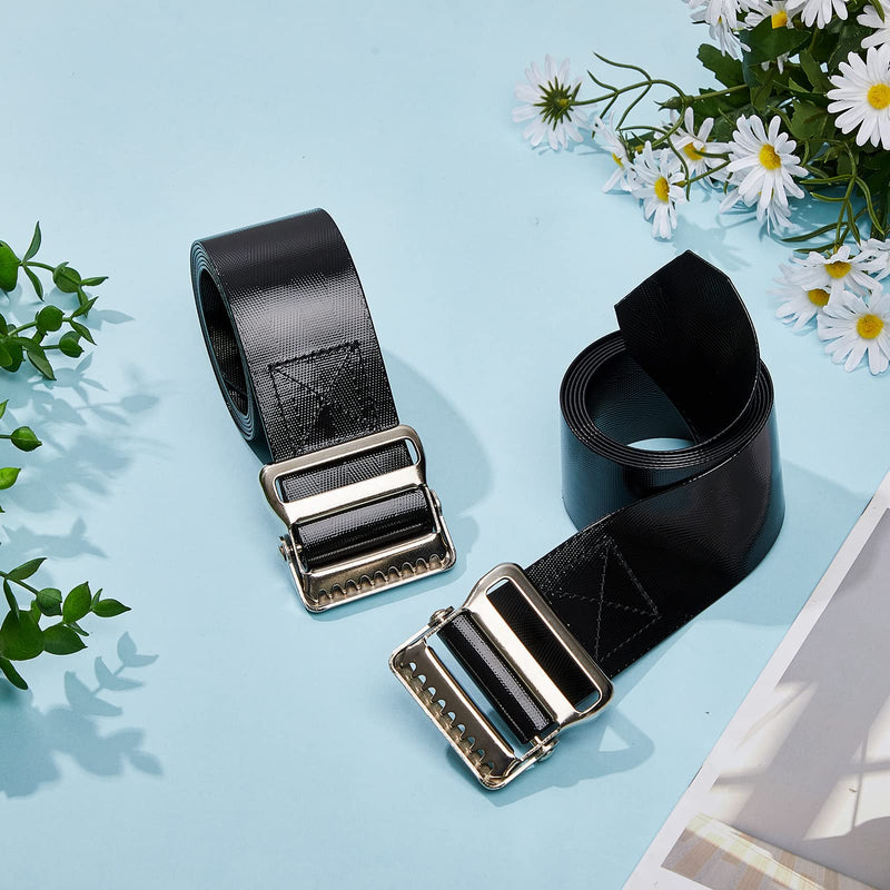 [Australia] - 2 Pieces Vinyl Gait Belt Transfer Belt for Seniors 60 Inch Assist Device Gait Belt Safety Occupational Physical Therapy Gate Belt with Metal Buckle Handles for Elderly Pediatric Caregiver Nurse 