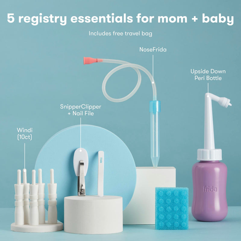 [Australia] - Frida Baby Bitty Bundle of Joy Mom & Baby Essentials Healthcare and Grooming Gift Kit Includes Peri Bottle, NoseFrida Snotsucker, Windi Gaspasser & Nail Clipper + File Set 