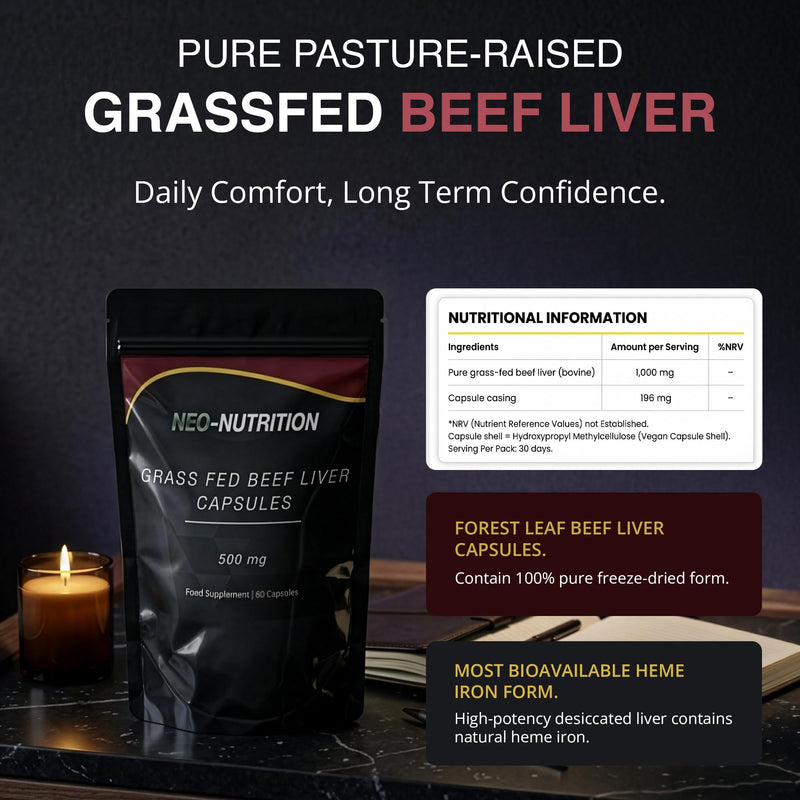 Grassfed Beef Liver Capsules 500mg - Supports Liver, Brain, and Heart Health (60 Capsules) 60 count (Pack of 1)