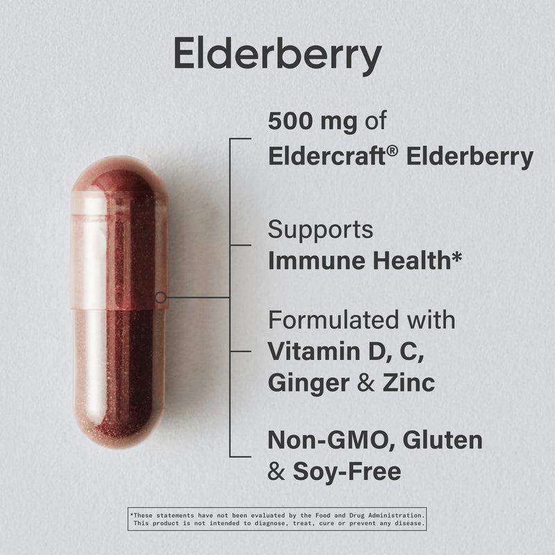 Sports Research® Elderberry Immunity Formula w/Zinc, 60 Count | 5-in-1 Immune Support Formula with Zinc, Ginger, Vitamin C & D3 | Supports Immune Health & Antioxidant Protection