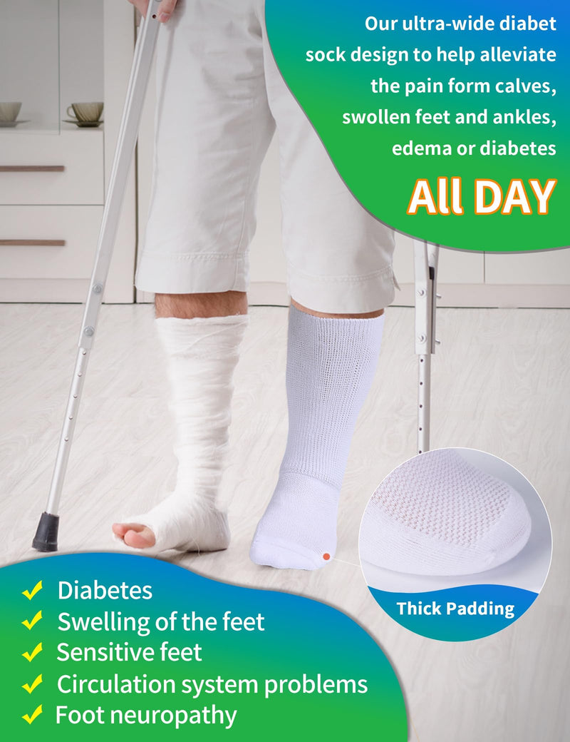 [Australia] - 2 Pairs Wide Diabetic Socks for Men Women Plus Size,Lymphedema Socks,Socks for Swollen Feet and Ankles,Edema Socks,Loose Fit Socks,Non-Binding Socks,Bariatric Socks,Hospital Cast Socks-All Black One Size 2 Pairs Black 