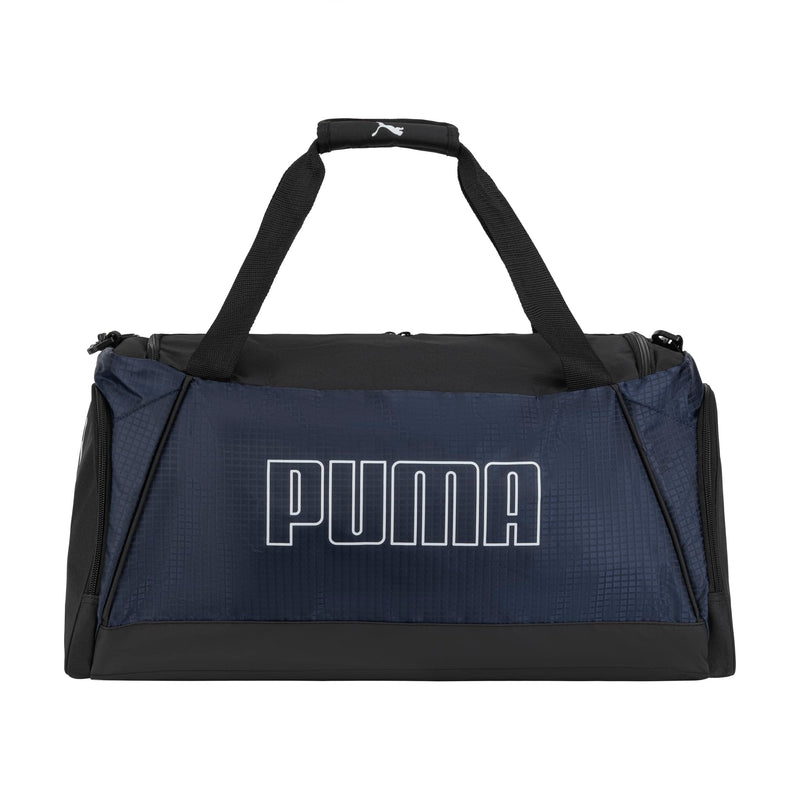PUMA unisex-adult Accelerator Duffel Bag with Removable Strap & Shoe Pocket New Navy/Black One Size