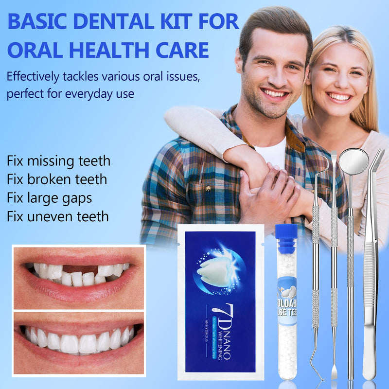 [Australia] - Tooth Repair Kit, Moldable False Teeth, DIY tooth thermoplastic beads Temporary Tooth for Replacing Missing & Broken Teeth with 4 Dental Tool, Regain Your Confidently Smile 30 ML 