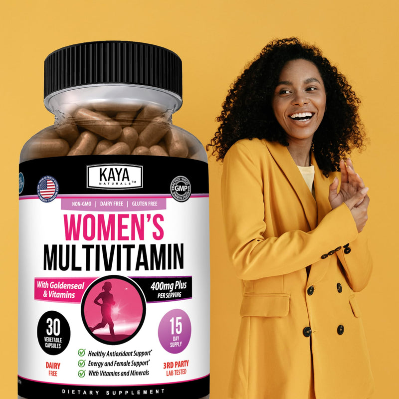 Kaya Naturals Women’s Multivitamin with B Vitamins, Biotin, Zinc, 30 Count | Women’s Daily Multivitamin; Vitamins A, C, D, E, B6 & B12; Biotin, Zinc & Selenium; Botanical Wellness Blends 30 Count (Pack of 1)