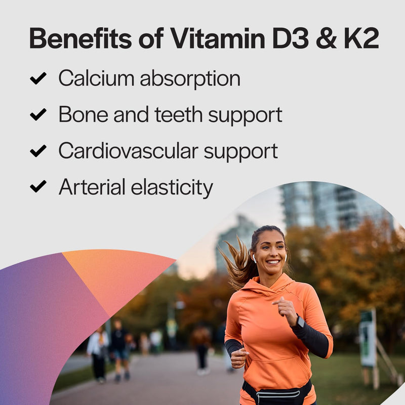 PureFormulas Vitamin D3 K2 Supplement, 5000 Iu Vitamin D3 and 90 mcg Vitamin K2, Supports Bone Strength, Calcium Balance, Heart Health, Gluten-Free & Non-GMO, 60 Capsules for Optimal Wellness