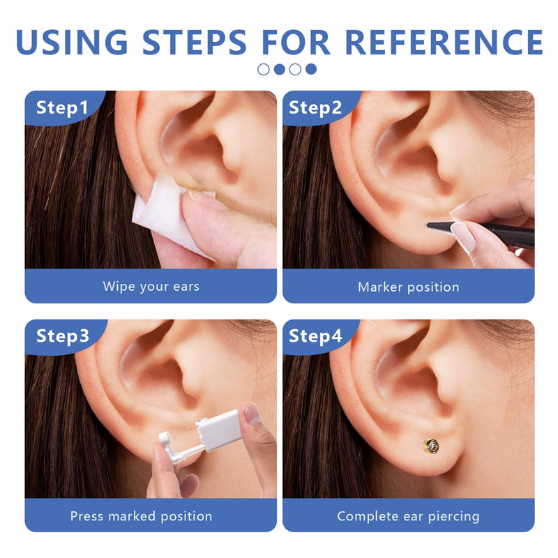 [Australia] - Ear Piercing Gun, 2 Pcs Disposable Sterile Ear Nose Piercing Kit Safety Tool With Ear Stud Piercing Kit (Gold) 