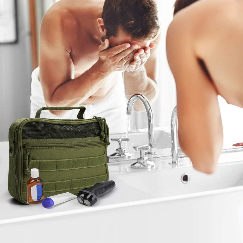 SMONT Combination sale of military green men's toiletry bag and pink women's toiletry bag