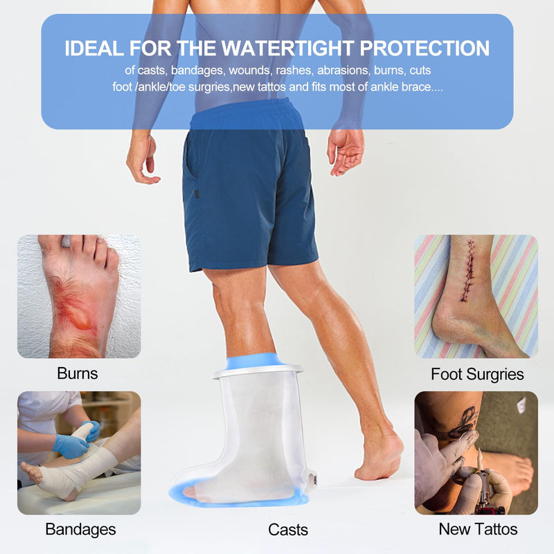 [Australia] - YUNCHI Shower Protection Foot Waterproof Non-Slip for Adults for Shower Cast Protection Waterproof Feet Foot for Showering Reusable Bandage Protection Keep Wound Bandages Dry (M-Foot) 