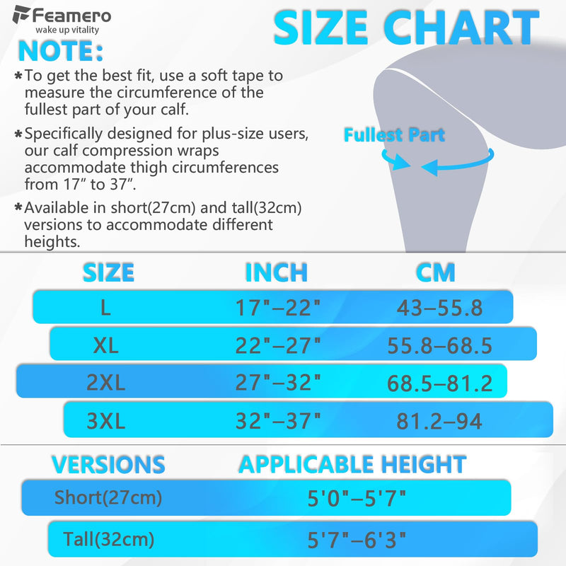 Plus Size Calf Compression Wrap For Severely Swollen Calves With Lymphedema, Big Calf Brace Increases Circulation & Reduces Muscle Swelling for Women and Men (Tall, XL) Tall