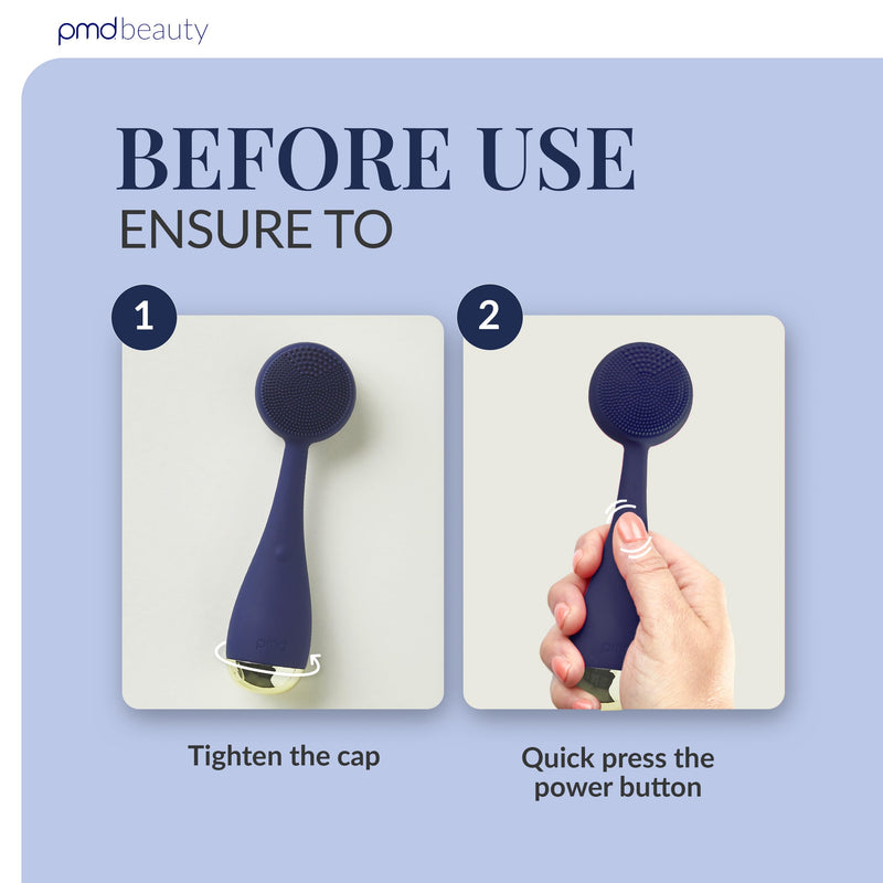 PMD Clean - Smart Facial Cleansing Device with Silicone Brush & Anti-Aging Massager Navy
