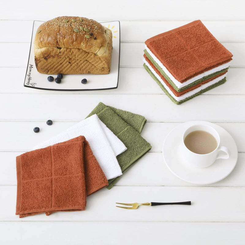 [Australia] - Dishcloths Kitchen Highly Absorbent Dish Rags 100% Cotton Dish Cloths for Washing Dishes, Cleaning (11 x 11 Inches, 12 pcs, White) 11x11 